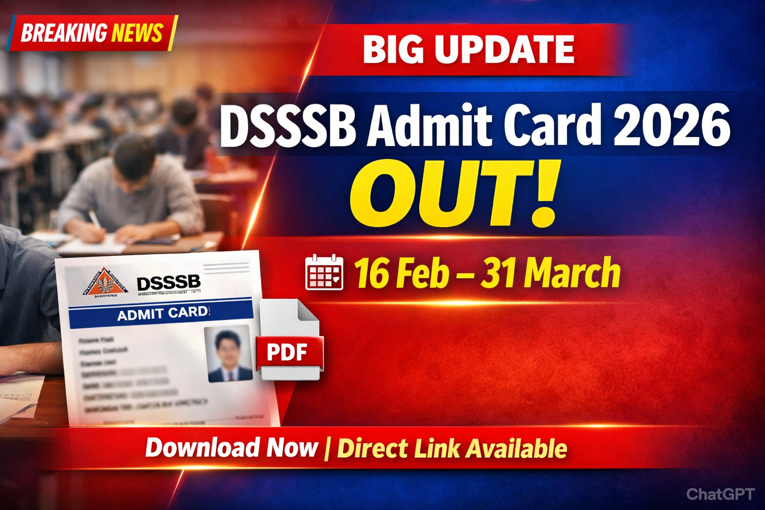 DSSSB Various Post Admit Card 2026 Released