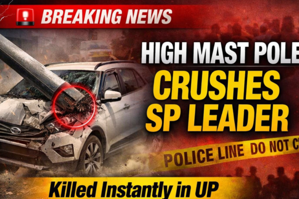 Samajwadi Party leader killed as high mast pole falls on moving car in UP