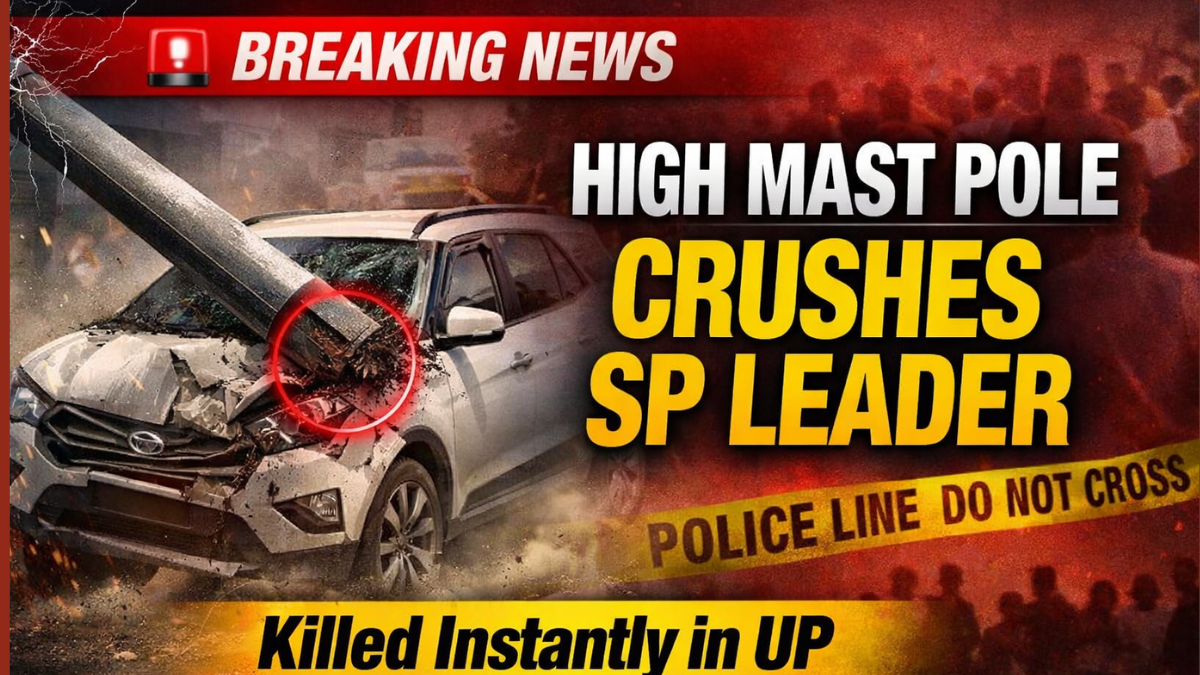 Samajwadi Party leader killed as high mast pole falls on moving car in UP