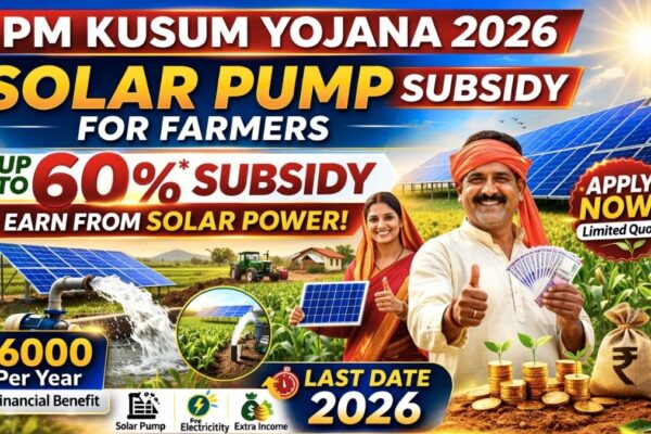 PM KUSUM Yojana 2026 solar pump subsidy scheme for farmers in India