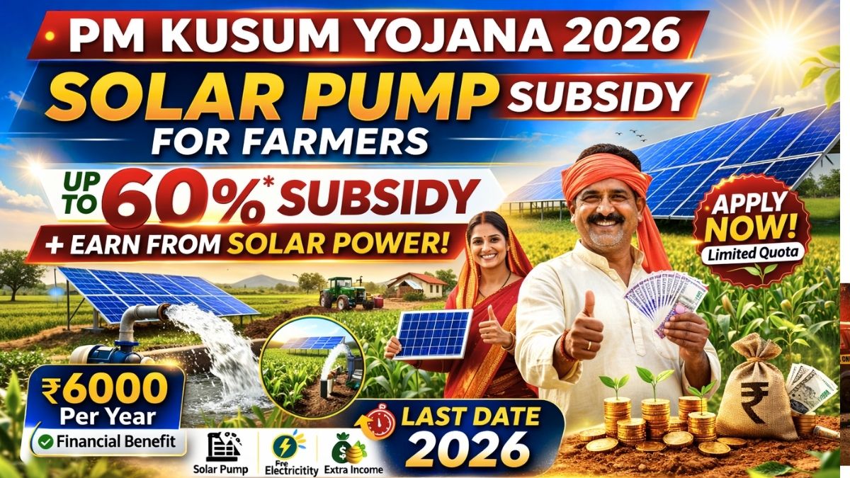 PM KUSUM Yojana 2026 solar pump subsidy scheme for farmers in India