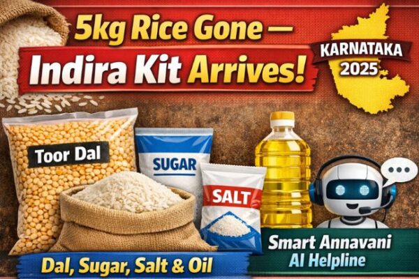 Karnataka Indira Kit 2025 replacing 5kg rice under Anna Bhagya scheme — dal sugar salt oil