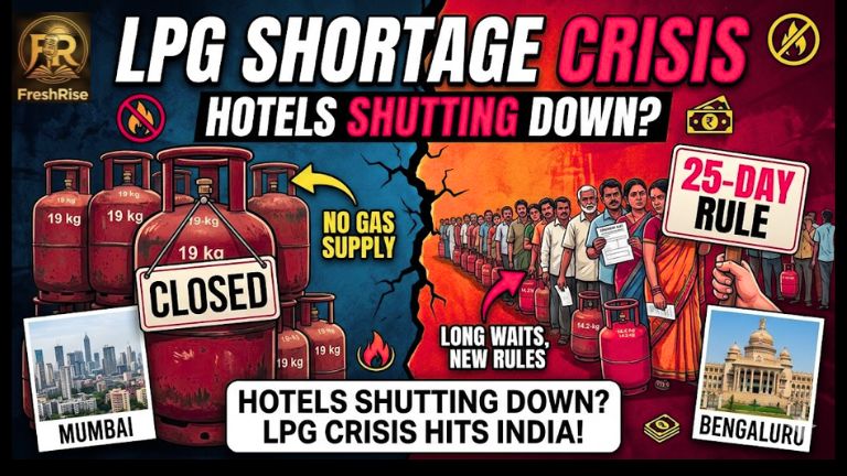 Commercial LPG cylinders stacked outside a Mumbai restaurant amid supply shortage.