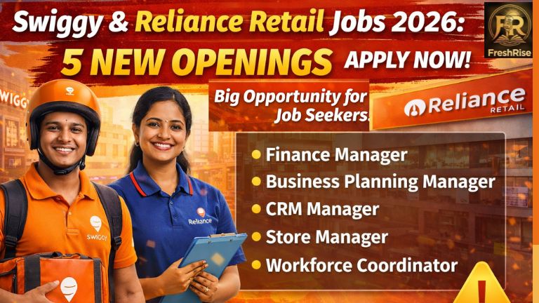 Swiggy and Reliance Retail Jobs 2026 — Finance, CRM, Store Manager and More Openings, Apply Now