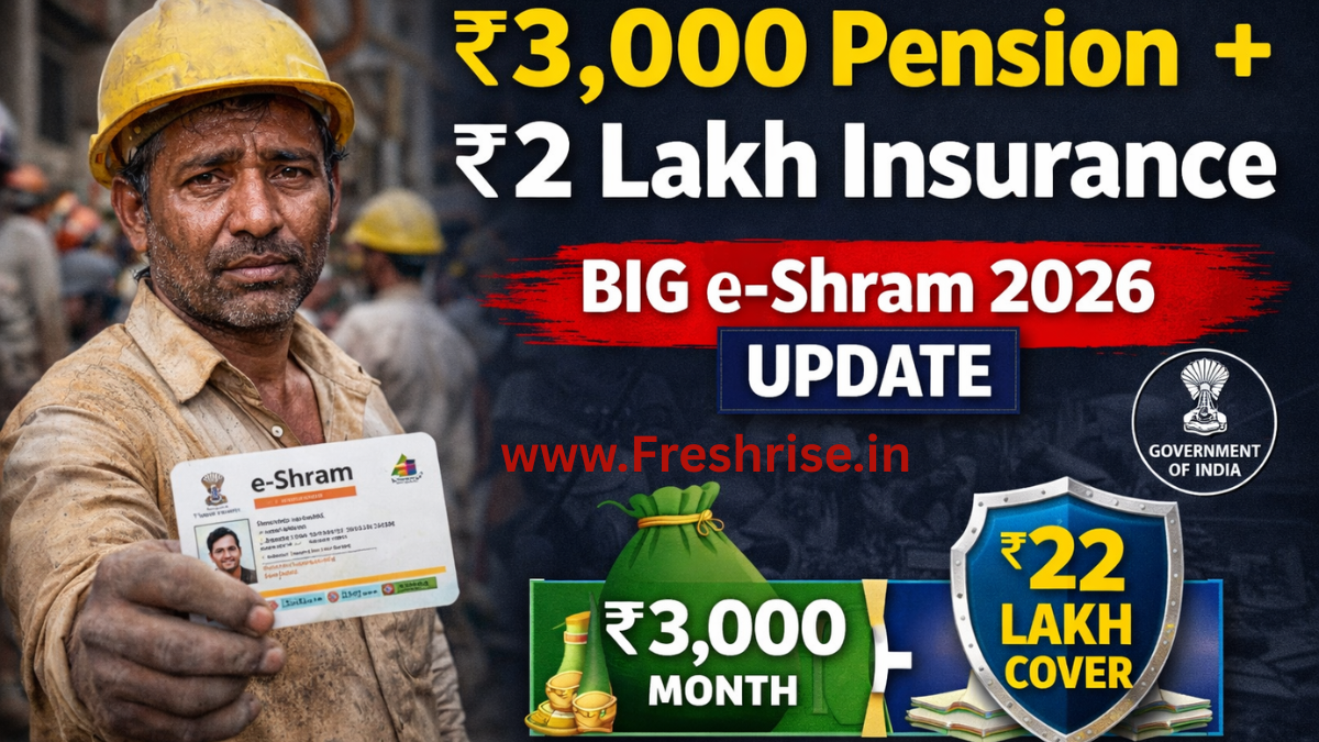 e-Shram 2026 update pension and insurance benefits for unorganised workers